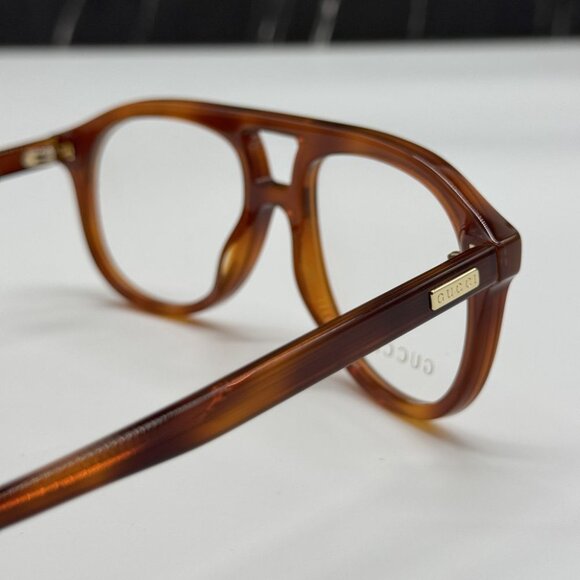 NEW GG1320O 002 GUCCI HAVANA PILOT UNISEX GUCCI EYEGLASSES - Picture 7 of 12